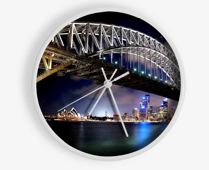 Sydney Harbour Bridge Night Light Reflections Clock - Wallart-Direct UK