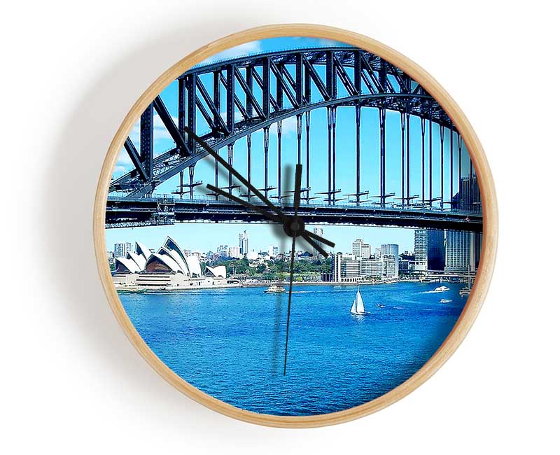 Sydney Harbour Bridge Opera House View Colour Clock - Wallart-Direct UK