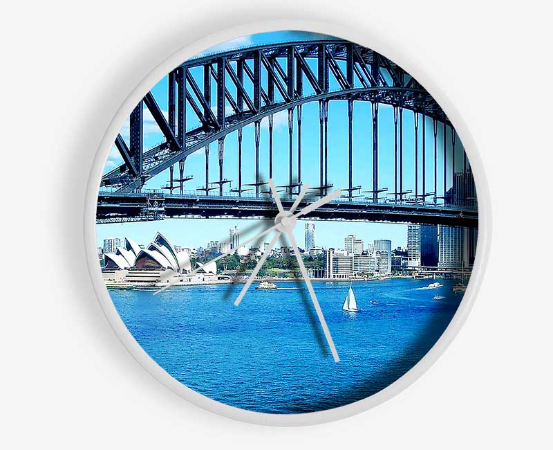 Sydney Harbour Bridge Opera House View Colour Clock - Wallart-Direct UK