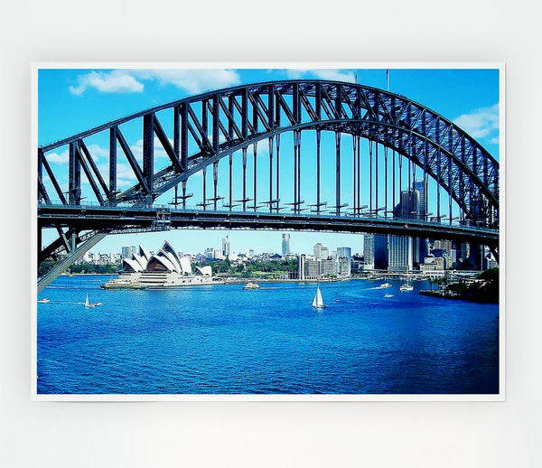 Sydney Harbour Bridge Opera House View Colour Print Poster Wall Art