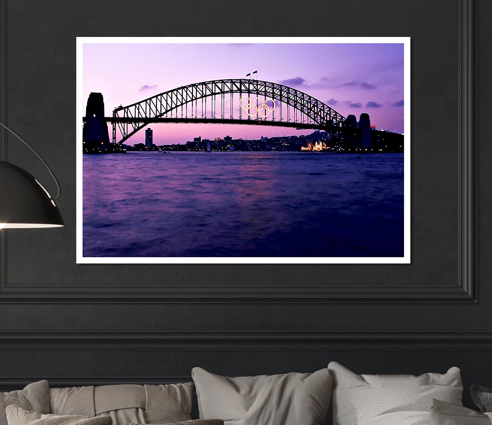 Sydney Harbour Bridge Pink Reflections Print Poster Wall Art