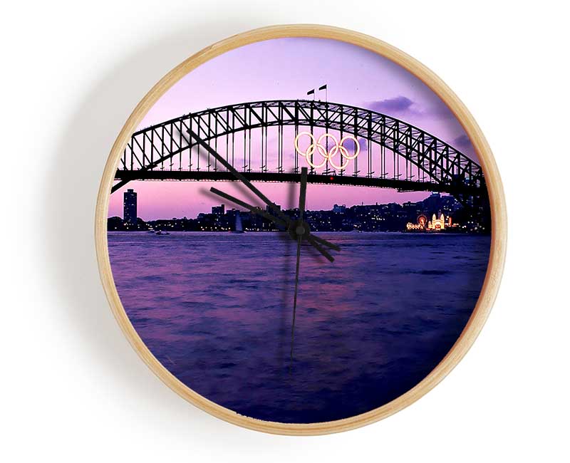 Sydney Harbour Bridge Pink Reflections Clock - Wallart-Direct UK