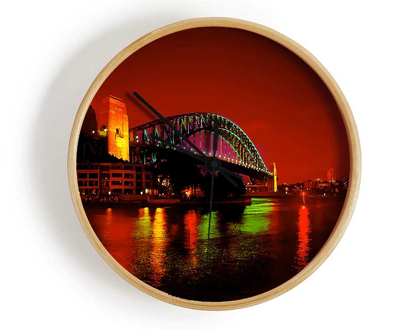 Sydney Harbour Bridge Red Glow Clock - Wallart-Direct UK