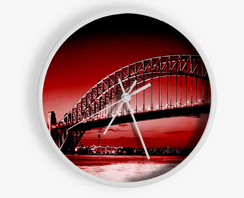 Sydney Harbour Bridge Red Clock - Wallart-Direct UK