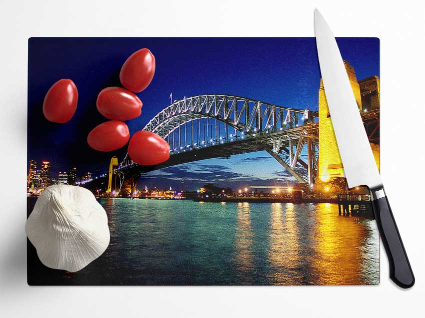 Sydney Harbour Bridge Reflections Glass Chopping Board