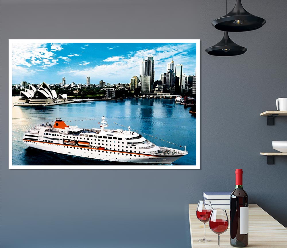 Sydney Harbour Cruise Liner Print Poster Wall Art