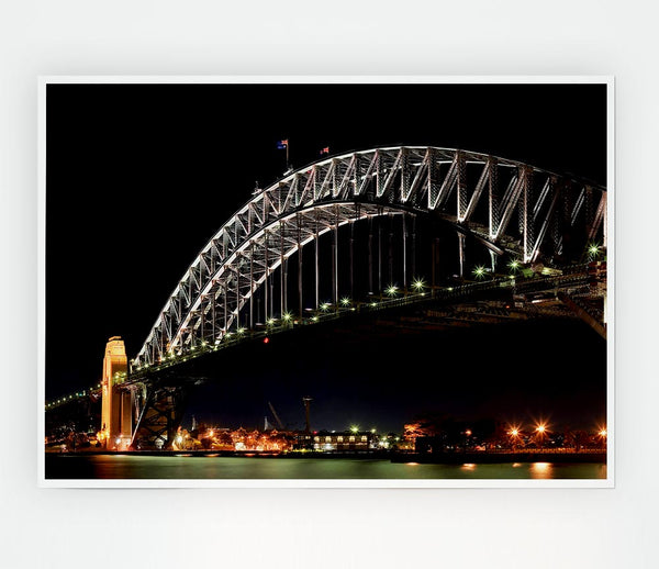 Sydney Harbour Night Light Print Poster Wall Art