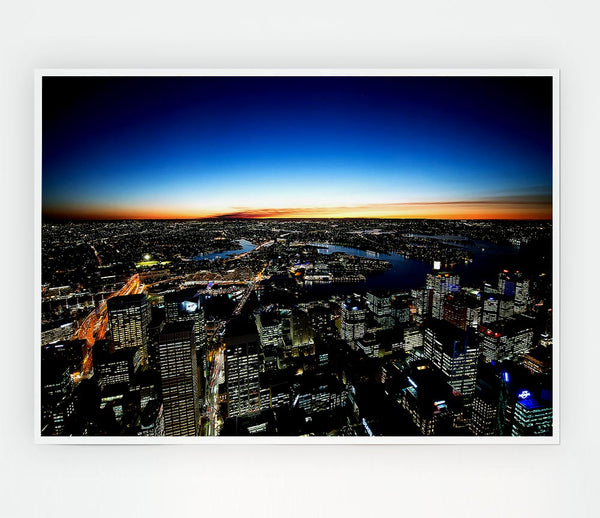 Sydney Night Lights Print Poster Wall Art