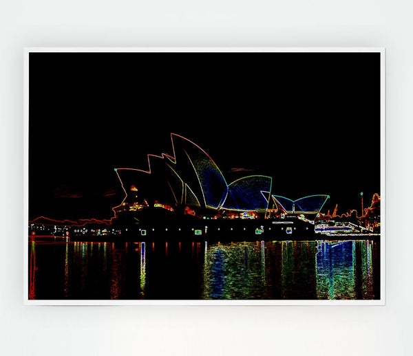 Sydney Opera House Psychedelic Print Poster Wall Art