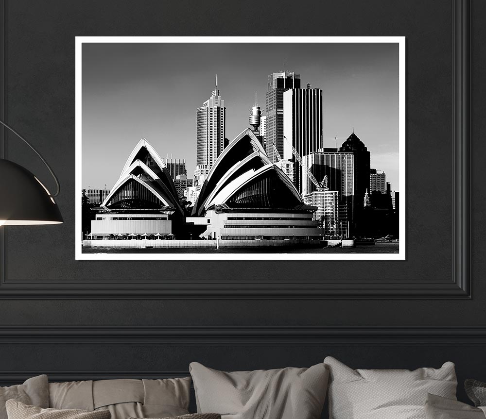 Sydney Opera House B N W Print Poster Wall Art