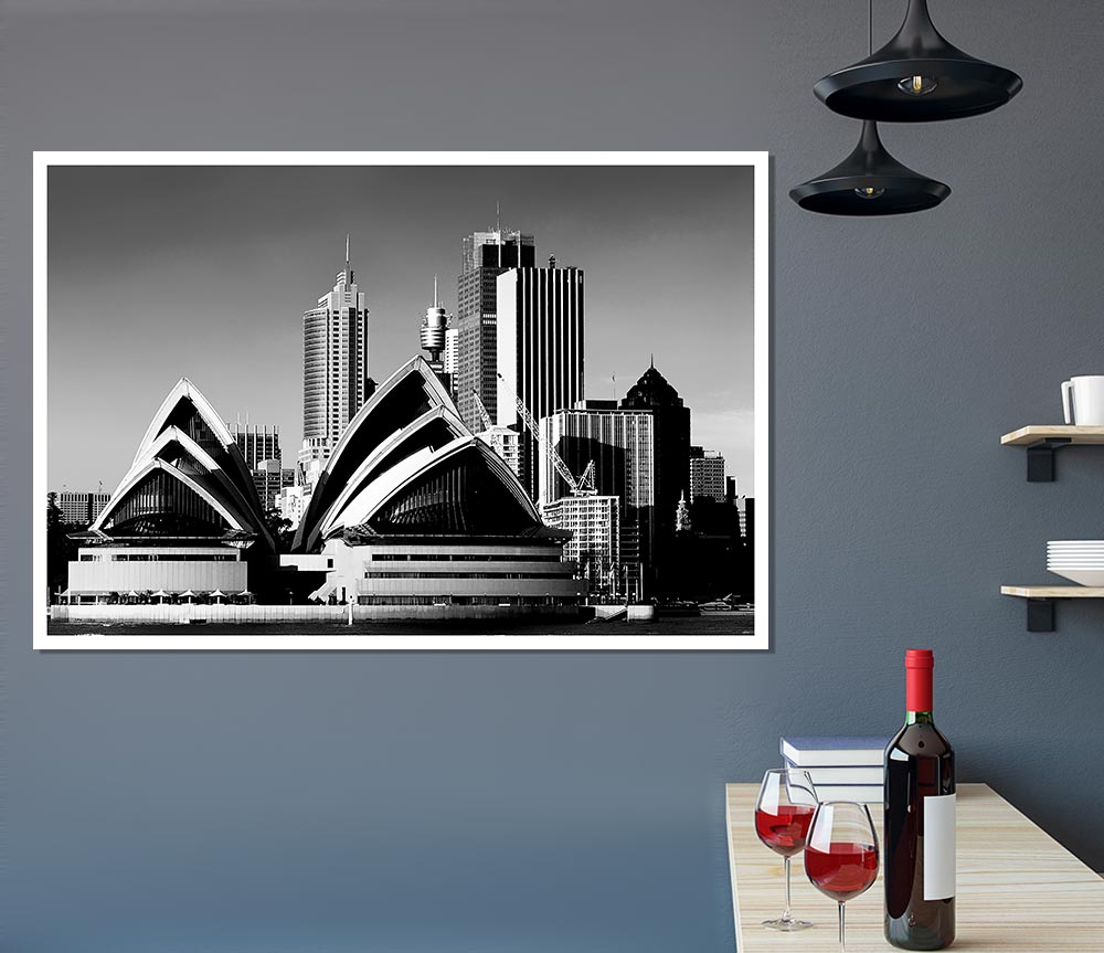 Sydney Opera House B N W Print Poster Wall Art