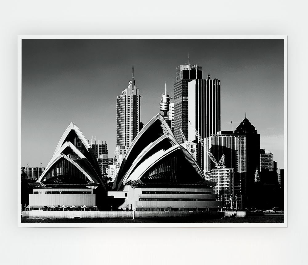 Sydney Opera House B N W Print Poster Wall Art