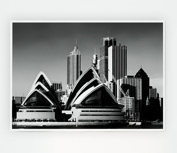 Sydney Opera House B N W Print Poster Wall Art