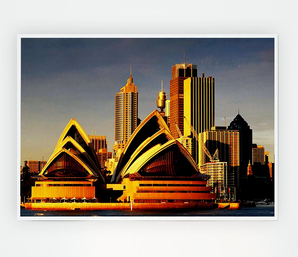 Sydney Opera House Golden Sunlight Print Poster Wall Art