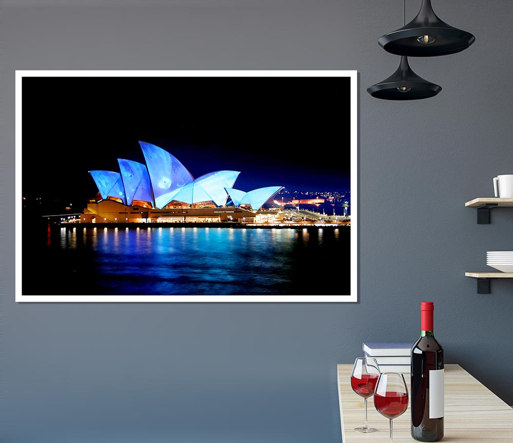 Sydney Opera House Night Glow Print Poster Wall Art