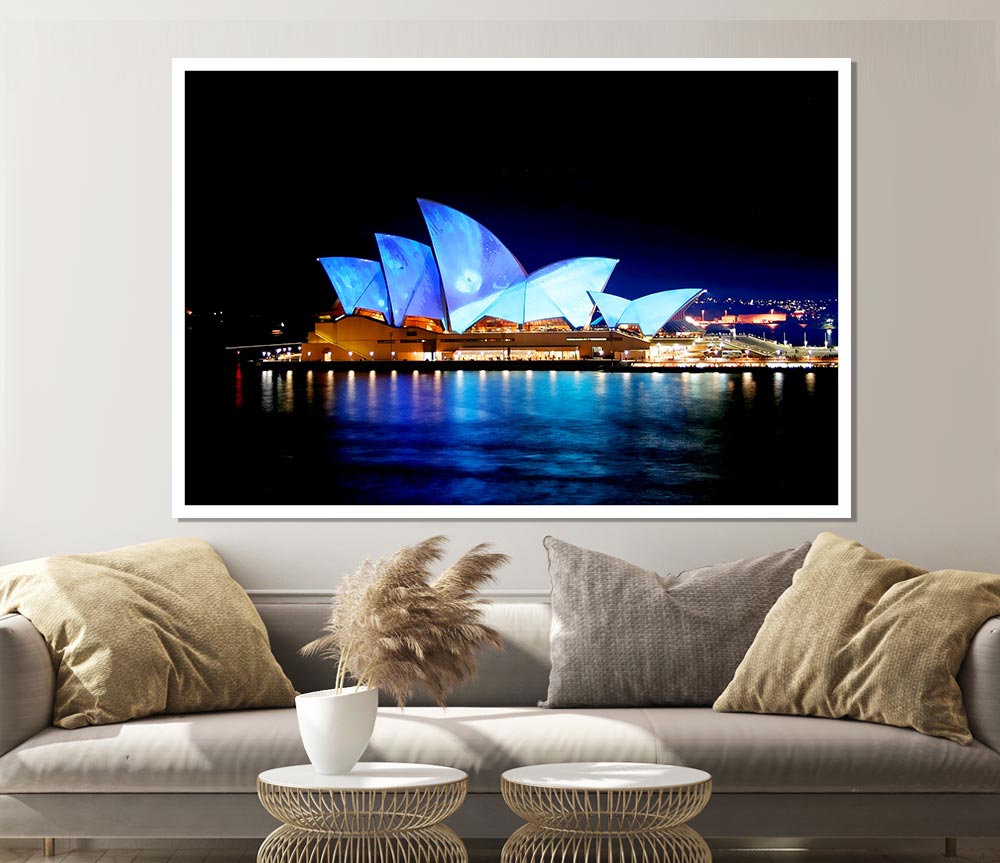 Sydney Opera House Night Glow Print Poster Wall Art