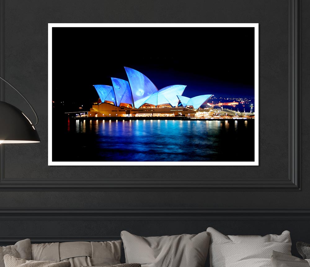 Sydney Opera House Night Glow Print Poster Wall Art