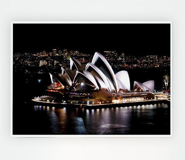 Sydney Opera House Night View Print Poster Wall Art