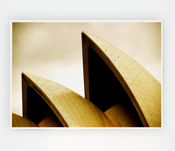 Sydney Opera House Peaks Sepia Print Poster Wall Art