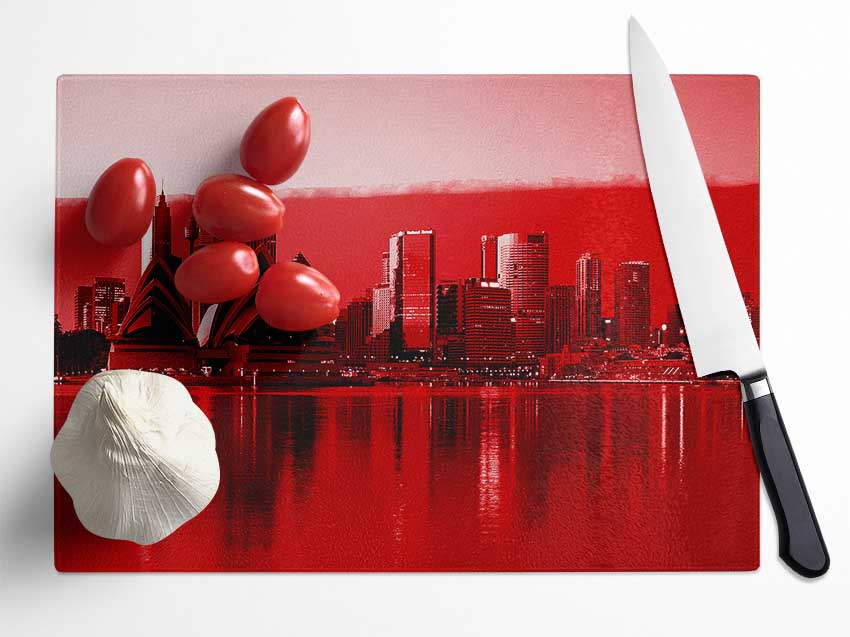 Sydney Opera House Red Glass Chopping Board