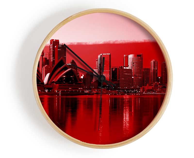 Sydney Opera House Red Clock - Wallart-Direct UK