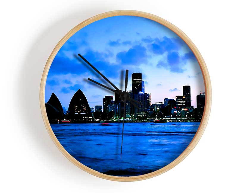 Syndey Opera House Afar Blue Clock - Wallart-Direct UK