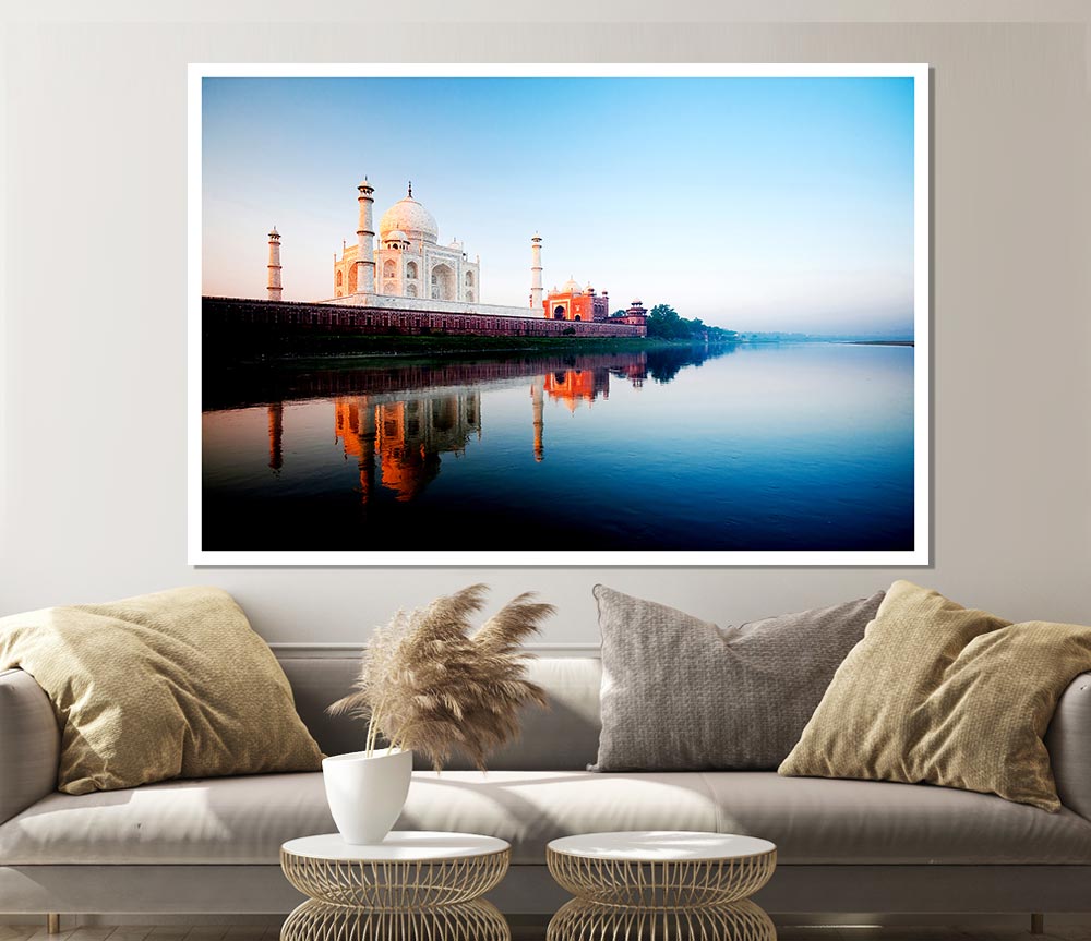 Taj Mahal Water Reflections Print Poster Wall Art