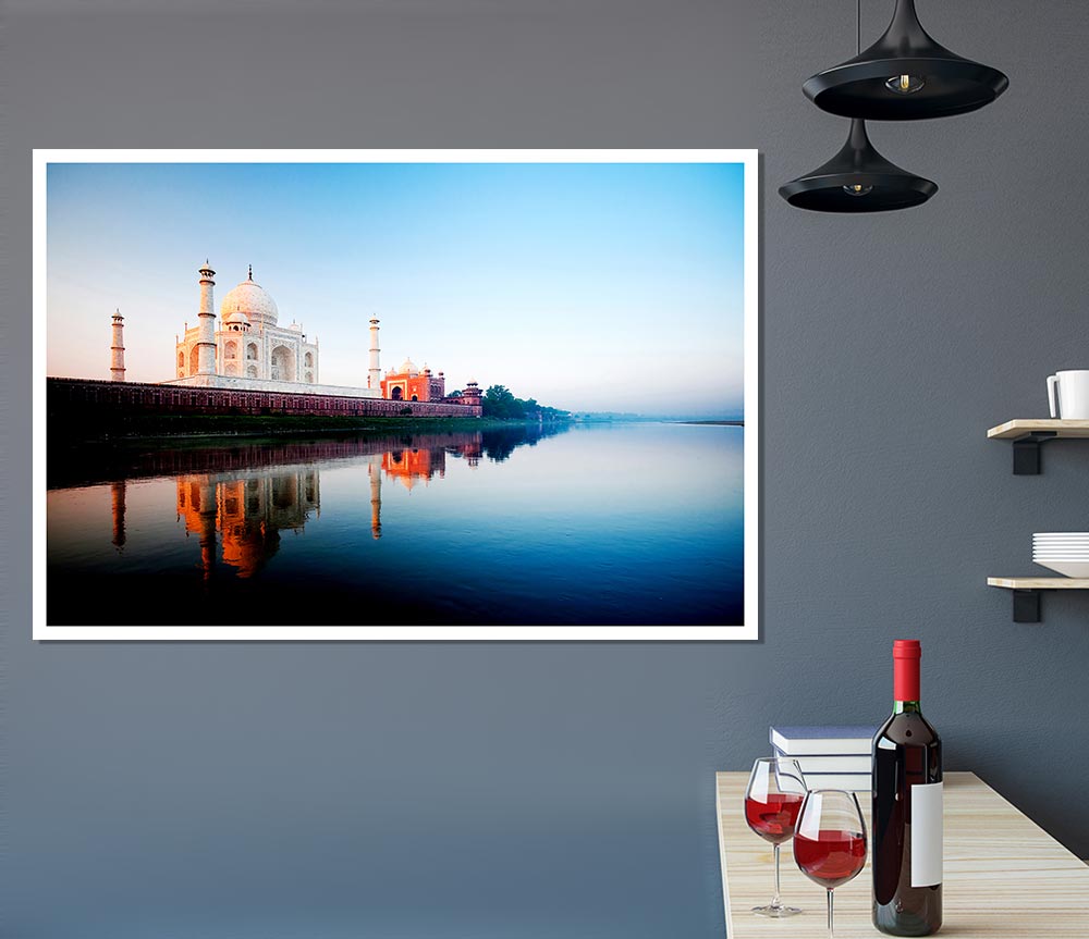 Taj Mahal Water Reflections Print Poster Wall Art