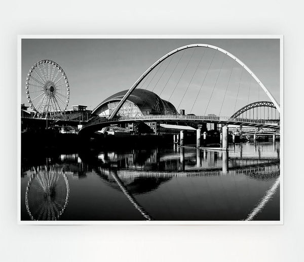 The City Of Fun Newcastle B N W Print Poster Wall Art