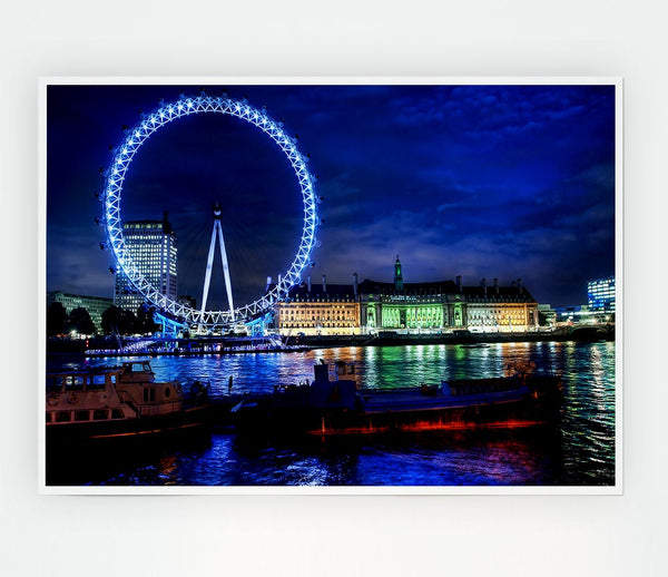 The London Eye At Night Print Poster Wall Art