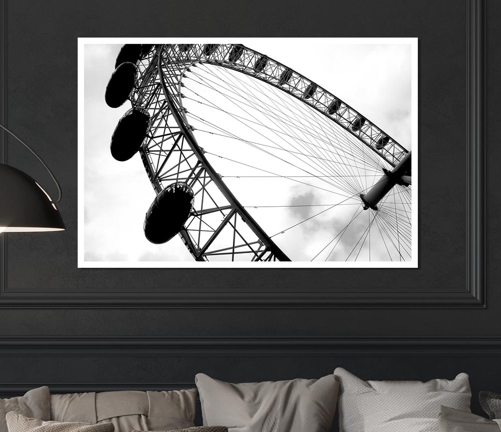 The London Eye Black And White Print Poster Wall Art