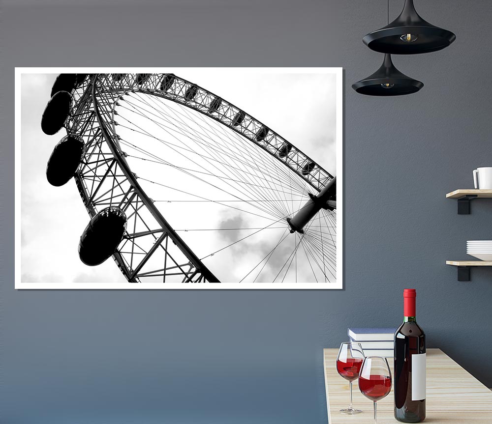 The London Eye Black And White Print Poster Wall Art