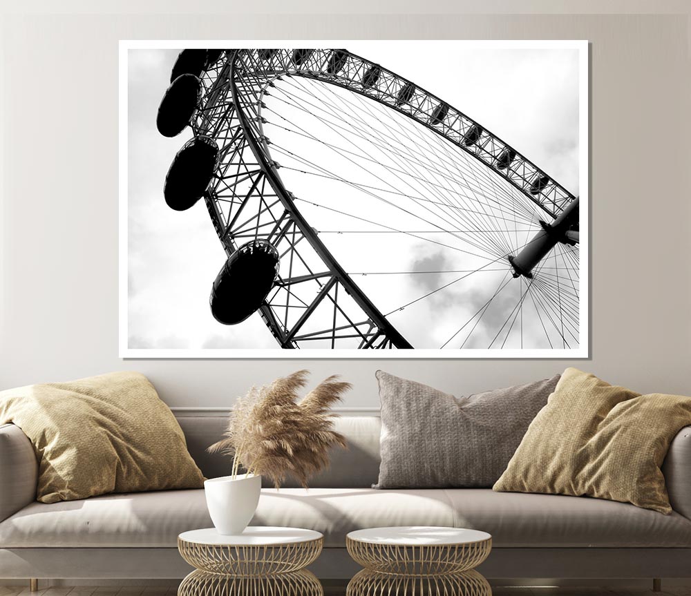 The London Eye Black And White Print Poster Wall Art