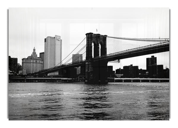 Der Blick auf New York unter der Brooklyn Bridge