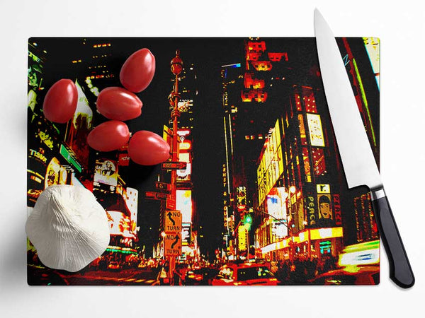 Tokyo Broadway At Night Glass Chopping Board