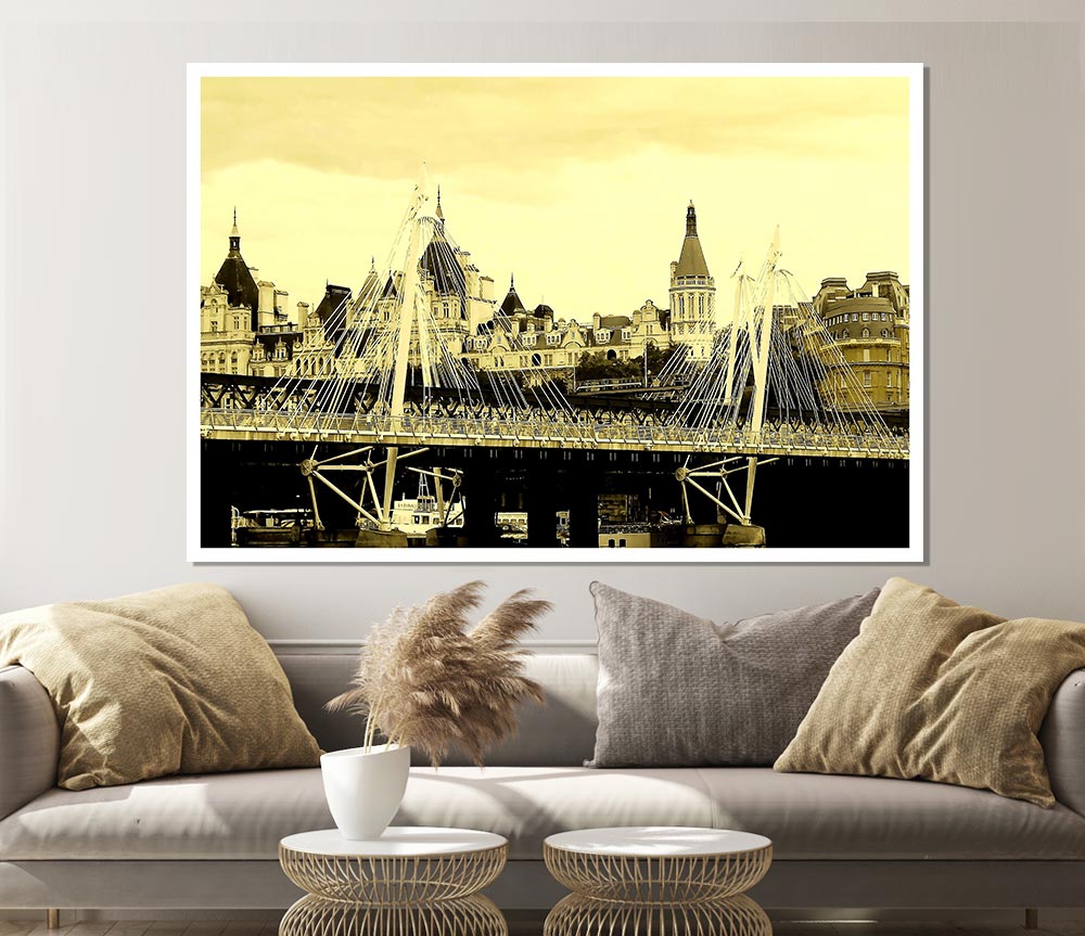 Tower Bridge London Sepia Print Poster Wall Art