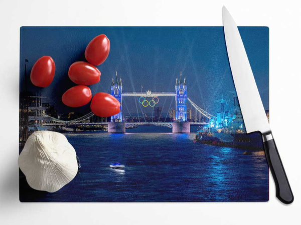 Tower Bridge Olympic Lighting London Glass Chopping Board