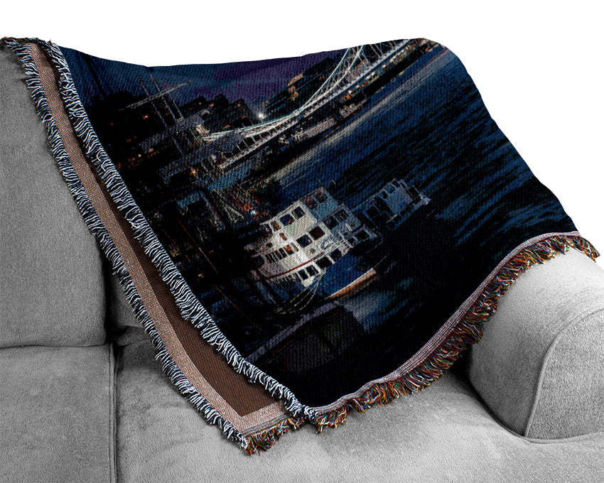 Tower Bridge Olympic Lighting London Woven Blanket