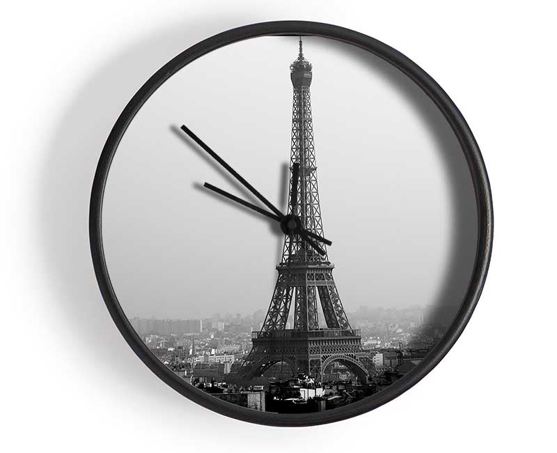 Tower Eiffel Black And White Clock - Wallart-Direct UK