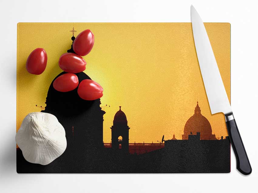 Turkish Rooftop Sunset Glass Chopping Board