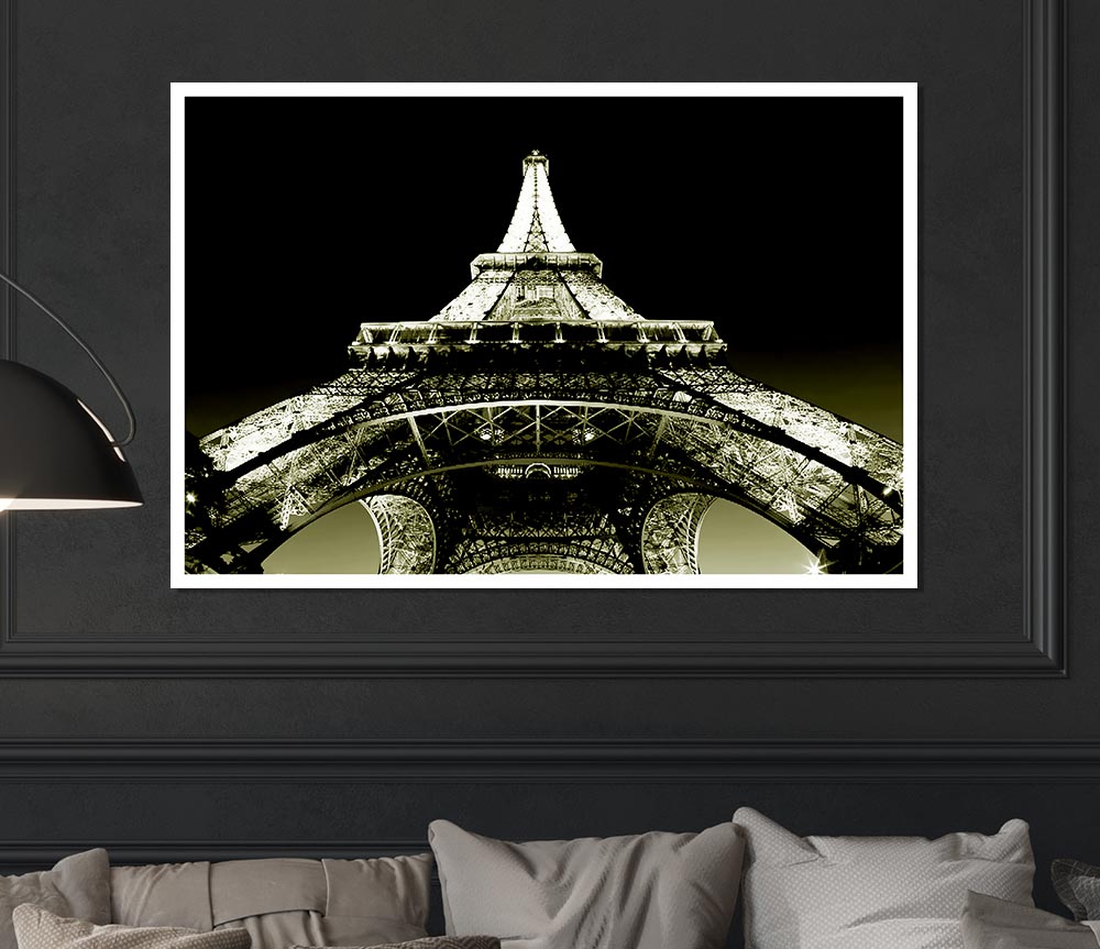 Under The Eiffel Tower Sepia Print Poster Wall Art