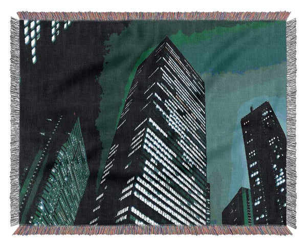 Vertical Green Nights Woven Blanket