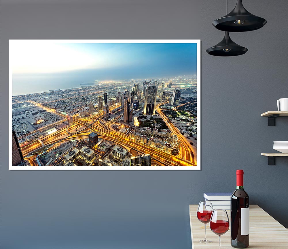 View From Burj Khalifa Dubai Print Poster Wall Art