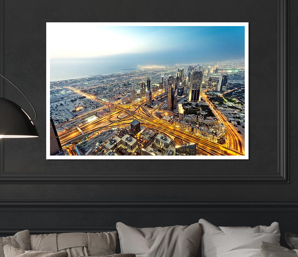 View From Burj Khalifa Dubai Print Poster Wall Art