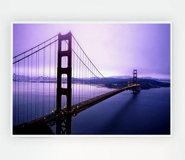 Violet Hour And Fog Surround The Golden Gate Print Poster Wall Art