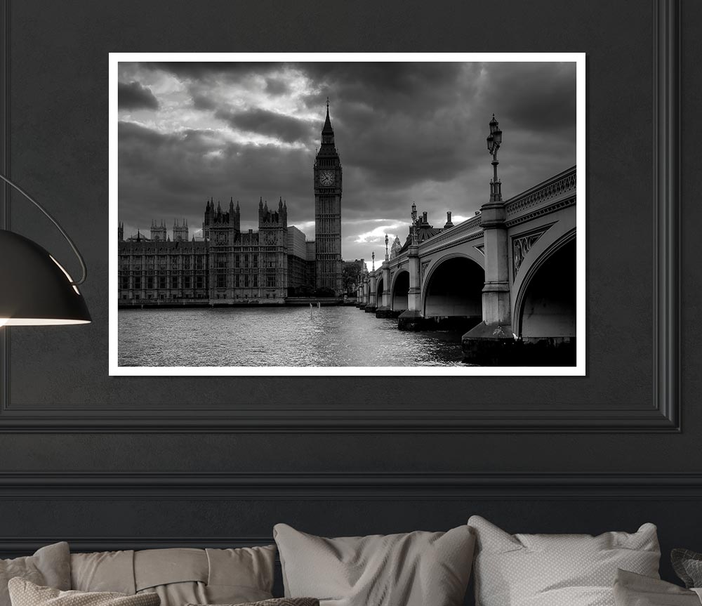 Westminster Black And White Print Poster Wall Art