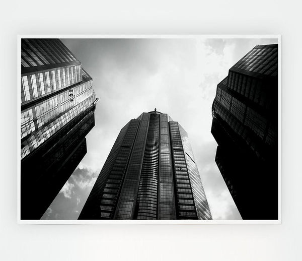 Window Cleaning Skyscrapers B N W Print Poster Wall Art