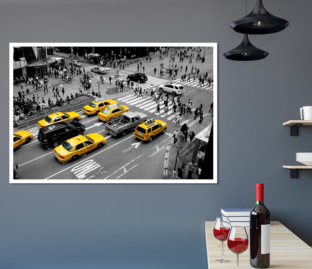 Yellow Cabs New York City Print Poster Wall Art