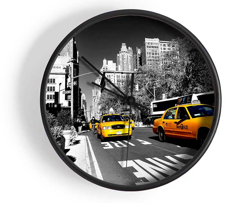 Yellow Taxi In New York City Clock - Wallart-Direct UK