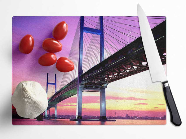 Yokohama Bay Bridge Japan Glass Chopping Board